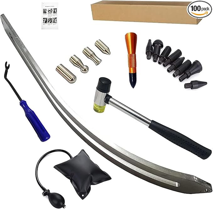 Big Size Dent Rods, Paintless Car Dent Removal Tool,Front Fender Damage Repair, Curved Rod Crowbar,Hook Rods Tools Kit
