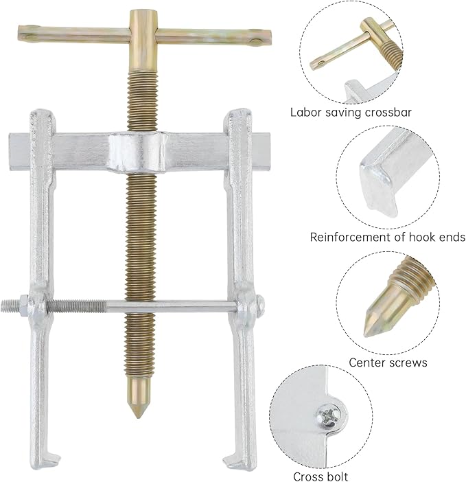 ChgImposs 6 Inch Two Jaw Bearing Puller Tool, Adjustable Carbon Steel Gear Pulley & Flywheel Remover Kit for Motorcycle, Car & Machine Use
