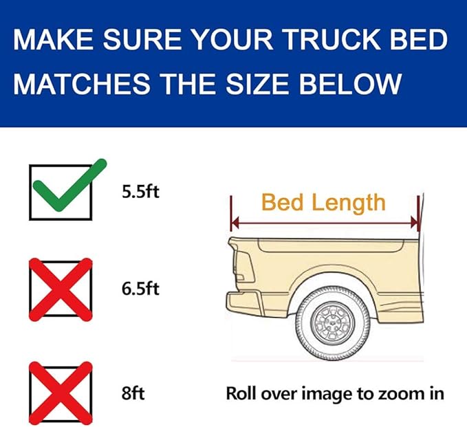 Lyon Cover 5.5ft / 67" Soft Roll Up Truck Bed Cover Compatible with 2015-2026 Ford F-150 Bed Tonneau Cover