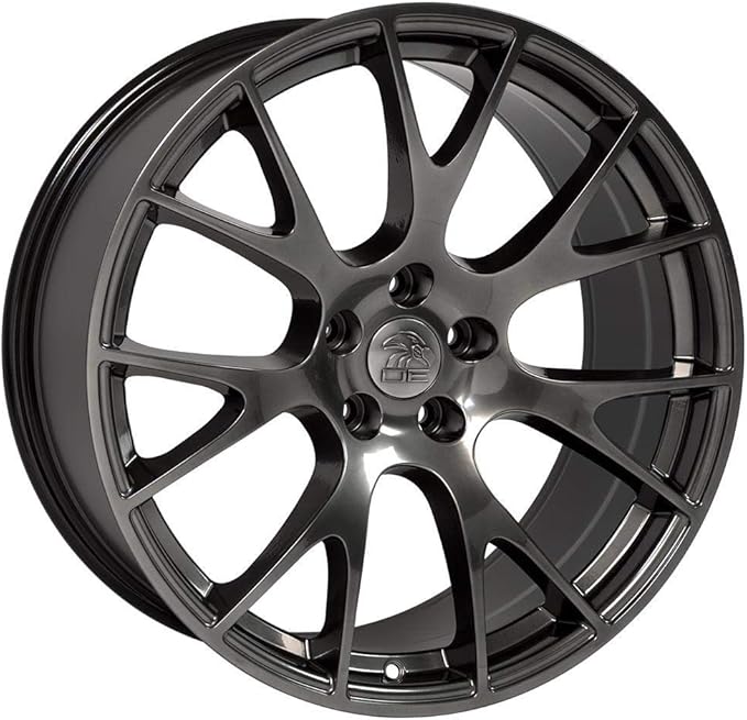 OE Wheels DG69 22 Inch Rims and Tires Fit Ram Hellcat Style 5x139.7 22x10 Gloss Hyper Black - TerraMax RT 33x12.50/22 (Set of 4)