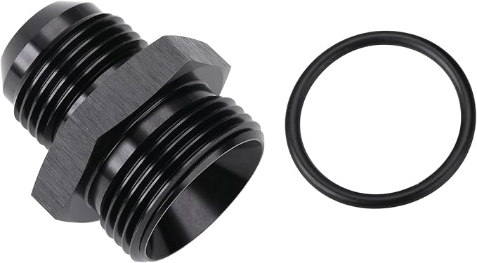 12AN Male Flare to 16AN ORB O-ring Boss Fuel Pump Rail Adapter Fitting Aluminum Black