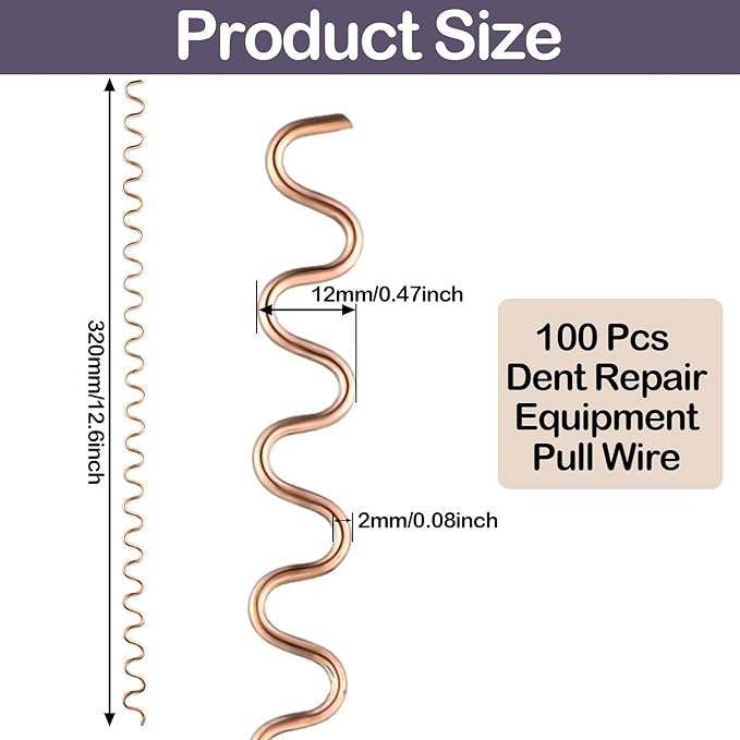 100 Pcs Dent Repair Pulling Wire 320 mm Car Body Repair Dent Equipment Pulling Wires Removal Tools for Auto Spot Welding Panel Work Consumables