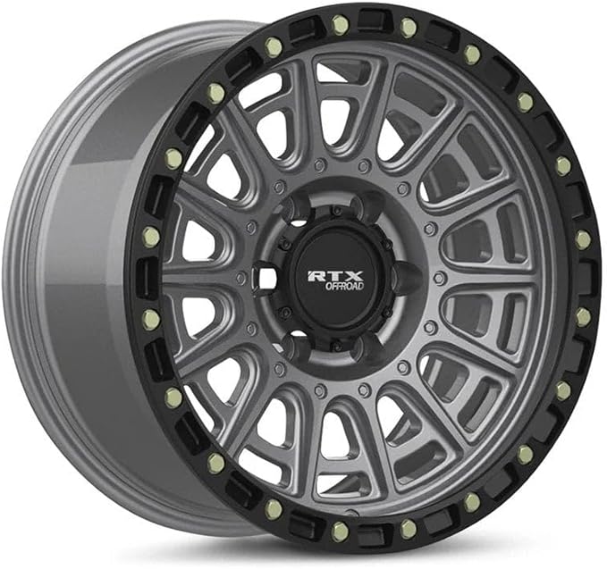 20x9 inch Custom Wheel - Matte Gunmetal with Black Lip and Milled Rivets Offroad Design Aluminum Alloy Rim Offroad Bolt- Pattern 6x139.7 mm Offset 10 mm