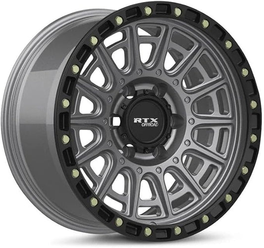 20x9 inch Custom Wheel - Matte Gunmetal with Black Lip and Milled Rivets Offroad Design Aluminum Alloy Rim Offroad Bolt- Pattern 6x139.7 mm Offset 10 mm
