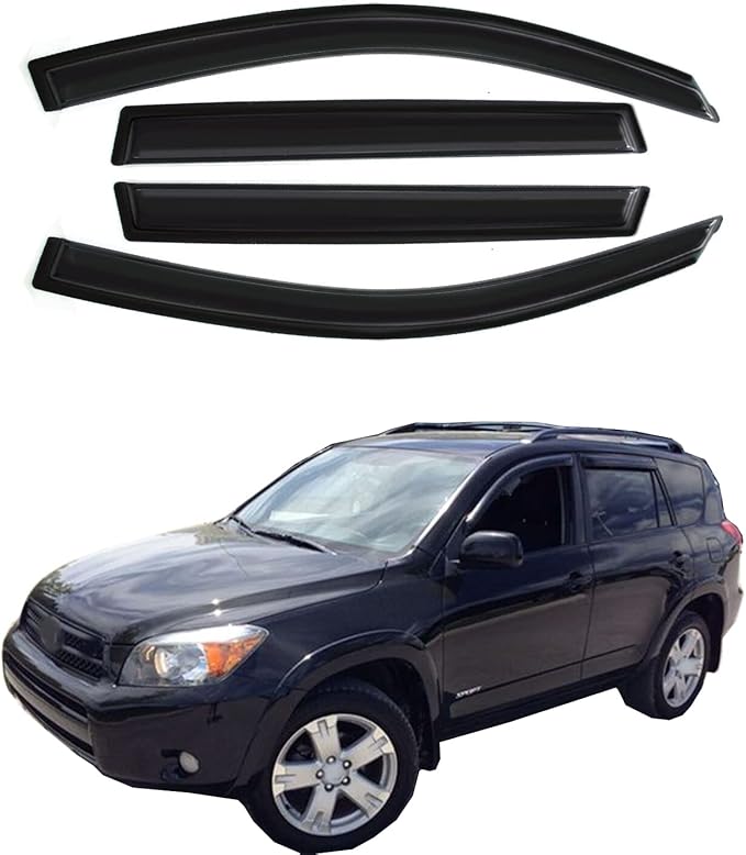 Smoke Window Visors Compatible with 2006-2012 Toyota RAV4 Wind Deflectors Sun/Rain Guards 94608