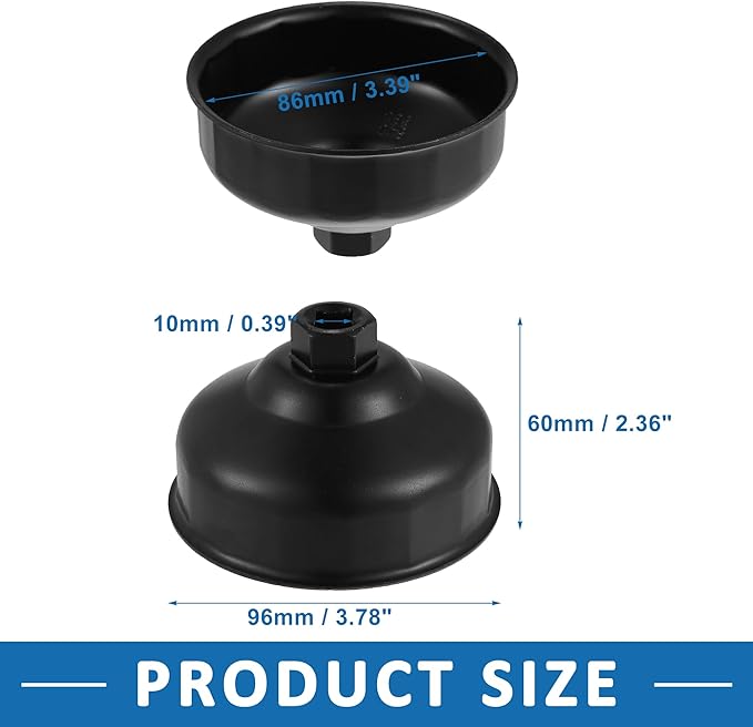 Car Oil Filter Wrench 86mm 16 Flutes Oil Filter Socket Wrench Housing Cap Socket Remover Tools for BMW X5 2000-2017 Metal Black