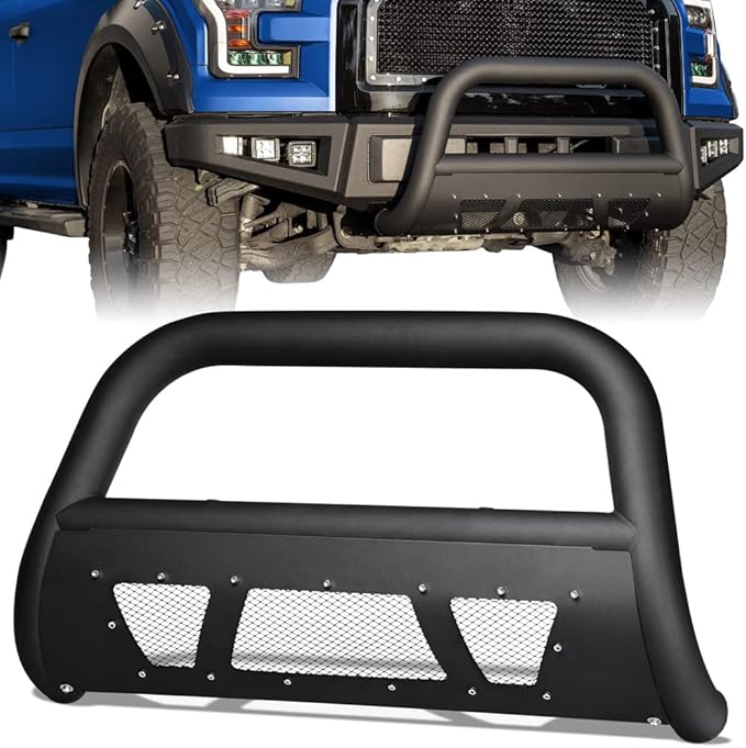 Stehlen 714937183001 Compatible with 2005-2021 Frontier / 2005-2007 Pathfinder / 2005-2015 Xterra 3" Studded Mesh Series Bull Bar - Matte Black