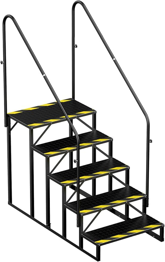 RV Steps with Handrails, 5 Step Hot Tub Stairs, Upgrade Anti-Slip RV Stairs Steps for Safety in and Out of RV, Camper, Mobile Home