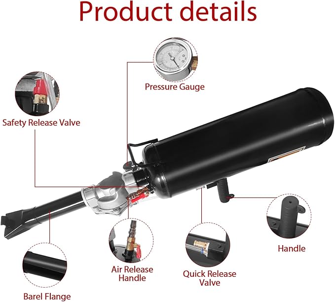 Tire Bead Seater,2.1 Gallon/8L Portable Air Tire Bead Trigger Seating Inflator,87-116 PSI Operating Pressure Tire Inflator Tool for Tractor Truck ATV Car and Automobile Repair