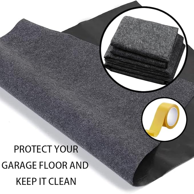 36X60 Iches Garage Mats Absorb Liquids Oil Drip Pan for Under Car Waterproof Rubber Backing Layer Oil Spill Mat Protects Floor from Spills Drips Splashes Stains Garage Floor Mat (36x60 in)