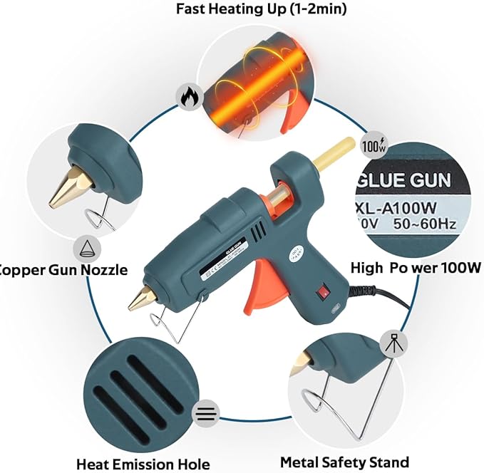 Hot Glue Gun for Car Dent Repair, 100W High Temp with Fast Heating, Anti-Drip Nozzle & 10 Sticks – Professional Auto Body Tool, Supplementary Kit, Excl, Dent Tools