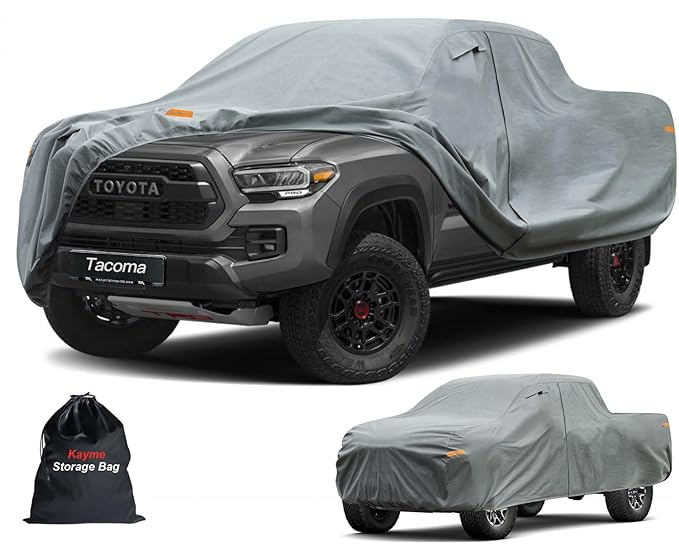 Kayme Heavy Duty Truck Cover Custom Fit Toyota Tacoma(1995-2025) Xtra Cab/Access Cab/Double Cab SB Short Bed. Waterproof All Weather for Pickup, Full Exterior Covers Sun Rain UV Protection.