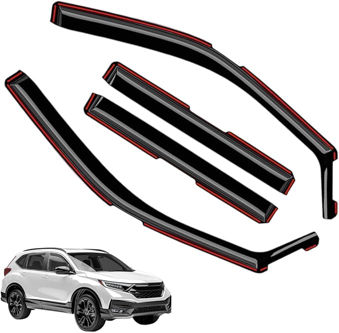 in-Channel Window Visors Rain Guards FIT Honda CR-V (CRV) 2023-2025 (2023-2025) – 4-Piece in-Channel Dark-Smoke Polycarbonate Vent Deflectors