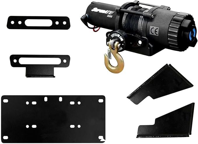 SuperATV Winch Mounting Plate for Kawasaki Mule Pro DX/DXT/FX/FXT/FXR/FXT Ranch Edition (See Fitment) | Compatible with Many OEM and Aftermarket Winches | CNC Brake Press Steel Construction