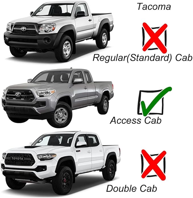 Side Window Wind Vent Deflector, 4pcs Out-Channel Tape-On Nice Rain Guards Set, Window Visor fit for 1995-2004 Toyota Tacoma Access/Extended Cab 94948