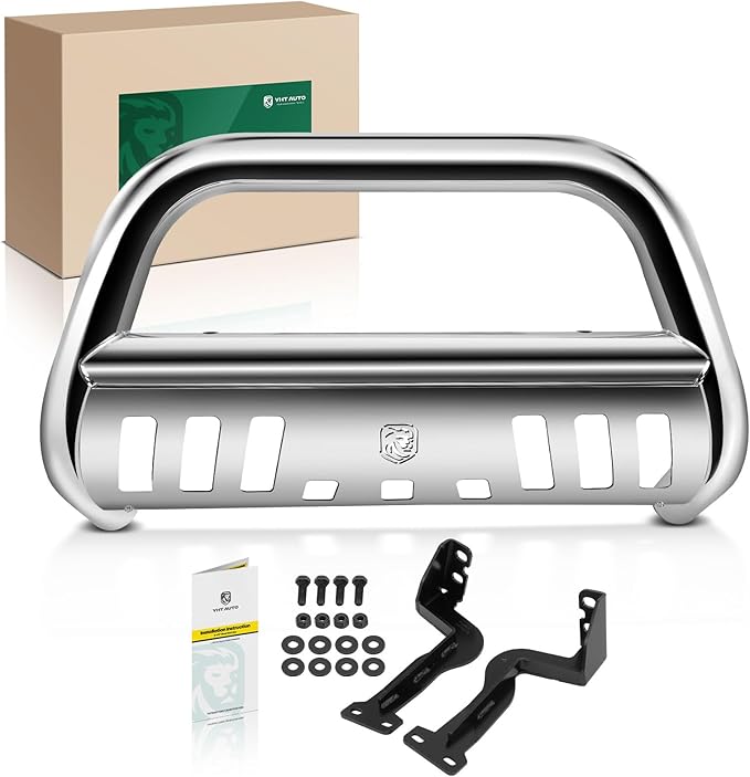 YHTAUTO 2.5" Bull Bar Push Bar with Skid Plate Light Mount Fit Jeep Models, BU Series Renegade 2015 2016 2017 2018, S/S 304 Brush Guard for Truck Front Bumper Off Road Accessories