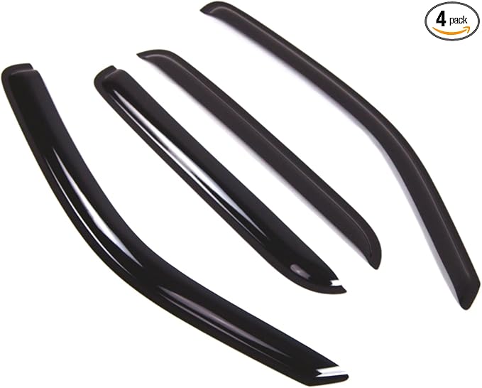 TuningPros Outside Mount Window Vent Visors Rain Guards Compatible with Mazda Tribute 2001-2007 | Side Window Wind Deflectors Rain Shields | Smoke Tinted, 4 Pcs Set, DGWV-317