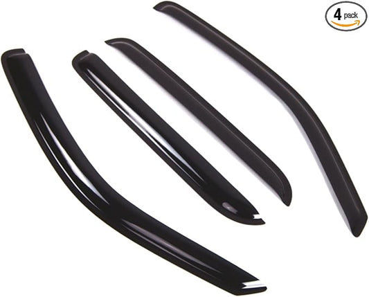 TuningPros Outside Mount Window Vent Visors Rain Guards Compatible with Mazda Tribute 2001-2007 | Side Window Wind Deflectors Rain Shields | Smoke Tinted, 4 Pcs Set, DGWV-317