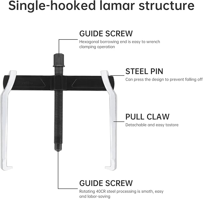 ChgImposs 16 Inch 2-Jaw Gear Puller, Adjustable Bearing Puller Gears + Wire Brush + Gloves, Reversible Removal Tool, CR-V Two Claws Puller Tool for Removal of Pulleys Flywheels Bearings Gears