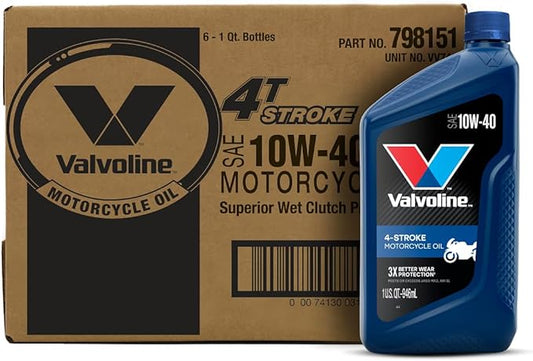 Valvoline 4-Stroke Motorcycle SAE 10W-40 Motor Oil 1 QT, Case of 6