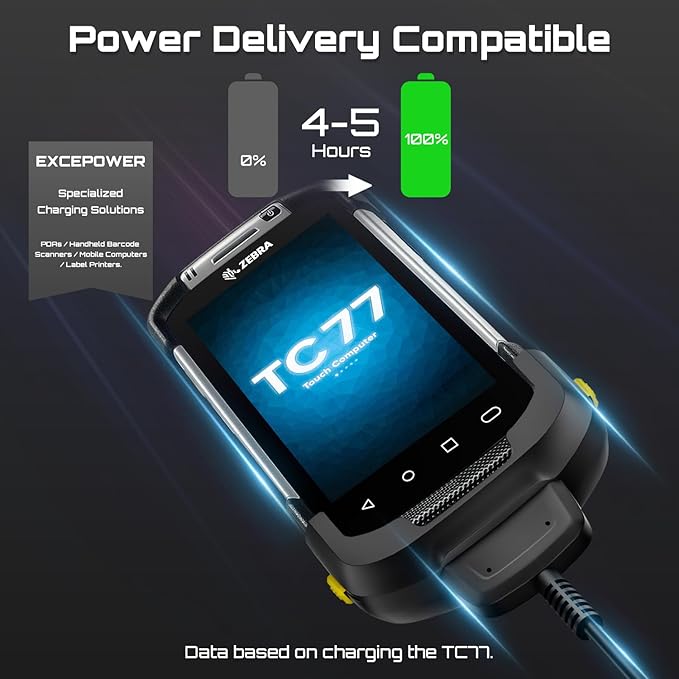 Slim Car Charger Cable for Zebra Symbol Handheld Barcode Scanners - Compatible with TC77, TC70, TC72, TC75, TC70X, TC75X, TC77HL, TC700K - Portable Vehicle Battery Charger, CHG-TC7X-CLA1-01