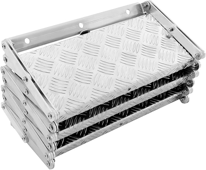 RV Steps, Foldable RV Stairs, Aluminum Alloy 17" Wide Camper Steps, Scissor Stairs Ladder for Mobile Home, RVs, Camper, Shop, Trailers, Truck, Warehouse (3 Steps)