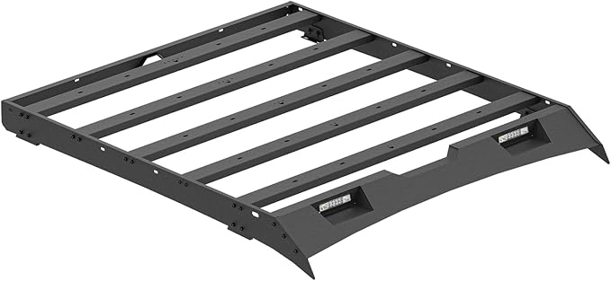 Roof Rack Cargo Basket Compatible with 2009-2018 Dodge Ram 1500 & 2019 2020 Classic Crew/Quad Cab, Truck Rooftop Cargo Carrier Top Luggage Storage Holder with 2 LED Lights