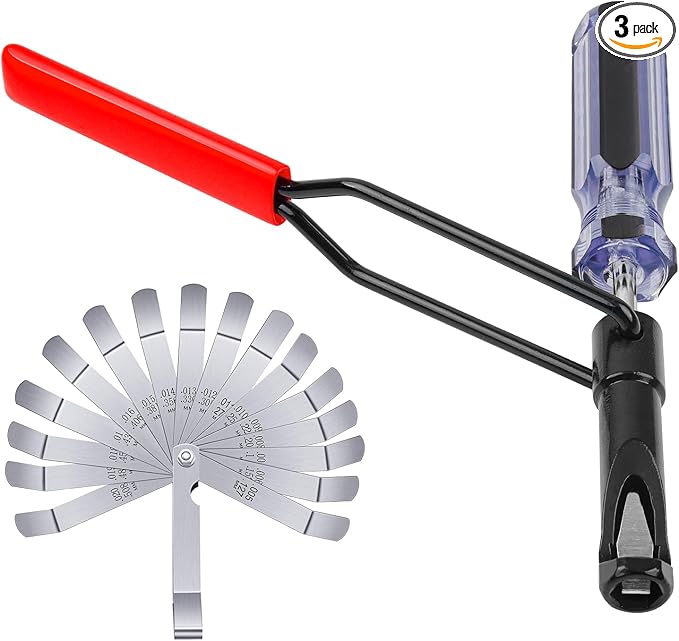 Valve Lash Adjustment Tool, with Angled Feeler Gauge，Jam Nut Valve Adjustment Tool, Slotted Valve Adjusting Stud, Compatible with Honda/Nissan/Toyota/Japanese Auto Vehicle Engines (10mm Model)