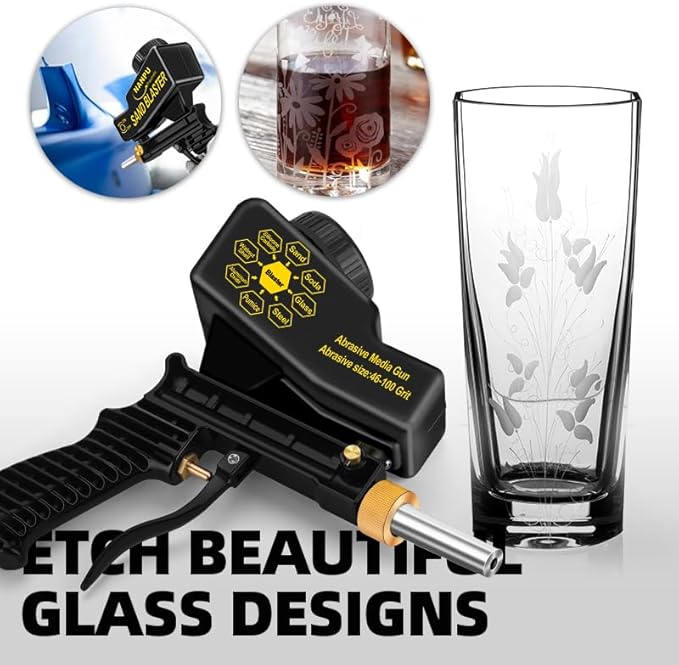 NANPU Light-Duty Air Sandblaster Gun Kit with Gravity Feed, Metal Nozzle, Plastic Body, for Small Project Surface Prep, Paint & Rust Removal, Metal/Wood/Glass Etching, Requires Air Compressor