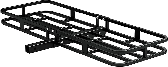 FORWODE 500 LBS Hitch Mount Cargo Carrier Basket, 53"x19"x5" Folding Hitch Cargo Carrier Basket for 2 Inch Receiver, Car Rack Rear Luggage Basket for Car SUV Traveling