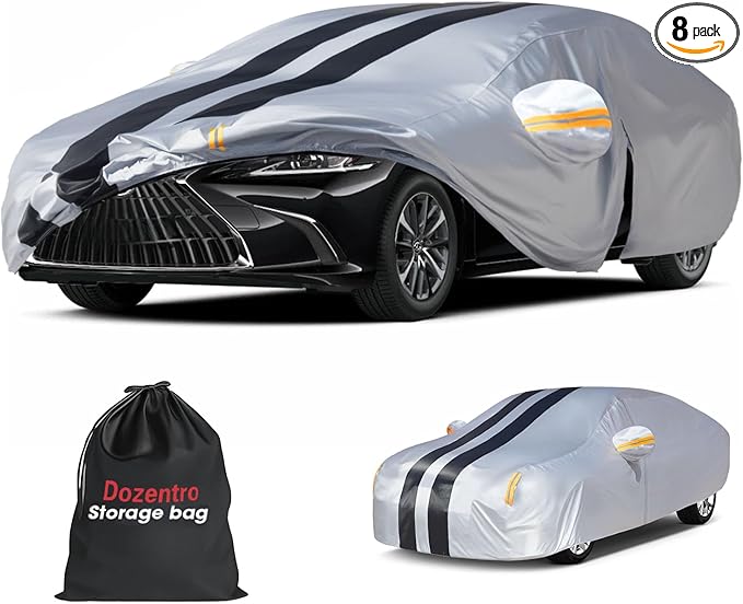10 Layers Car Cover Custom Fit for Lexus ES/ES300/ES330/ES350/ES300h 1997-2026 100% Waterproof All Weather Automobiles, Gift with Towel, Heavy Duty Covers for Rain Sun UV Protection with Door Zipper.