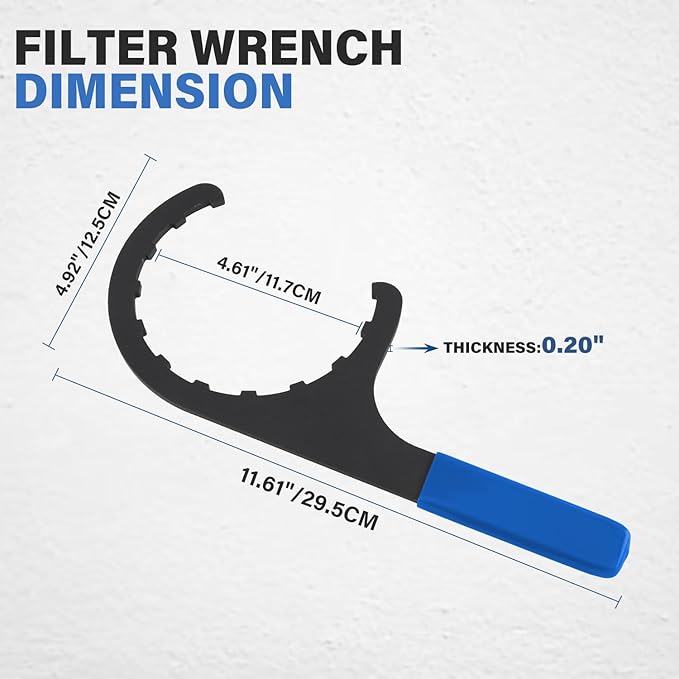 61060 Diesel Fuel Filter Wrench, compatible with Paccar Peterbilt and Diesels, Half-Moon Shaped Oil Filter Separator Tool Metal Filter Water Separator Wrench, 4.6 inch（Blue）