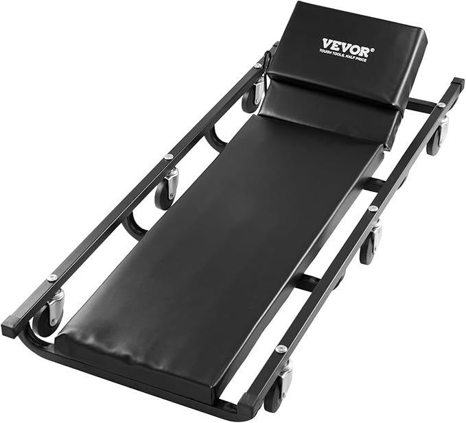 VEVOR Mechanic Garage Creeper, 40-Inch, 300 lbs Capacity Automotive Rolling Creeper with 6 Casters Adjustable Cushioned Headrest, Heavy Duty Steel Frame Low Profile for Garages, Repair Shops, and DIY