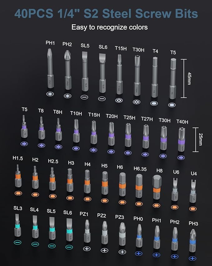 Upgraded 42 in 1 Magnetic Screwdriver Set, Ankilo DIY Ratchet Screwdriver Set Magnetic with 40 PCS Bits, Precision Repair Tool Kit for Tools Furniture Computer Bicycle Black for Christmas Gifts