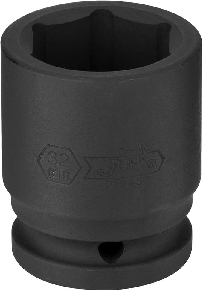Jetech 3/4 Inch Drive 32mm Standard Impact Socket, Made with Chrome Molybdenum Alloy Steel, Heat Treated, 6-Point Design, Metric