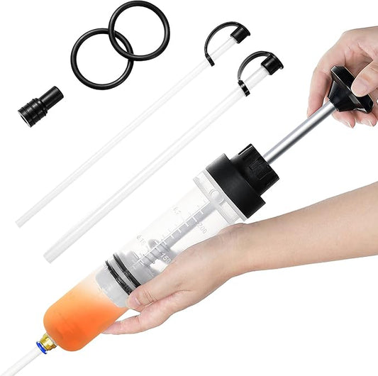 Oil Extractor Pump - 200CC Manual Liquid Extractor, Multi-Function Car Oil Pump, Liquid Transfer Pump, with Two Extension Tubes and Replacement Rubber Rings