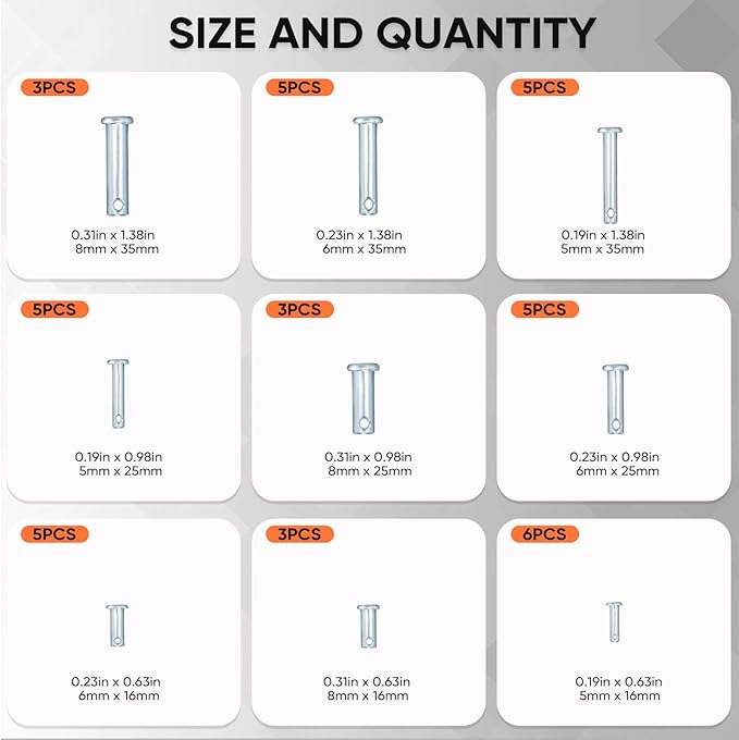 132Pcs Hitch Pin,15 Sizes Hardware Cotter Pins Clip Assortment Kit - 304 Stainless Steel R Hairpin Cotter Fastener Clip Suitable for Truck and Engine Maintenance, Hanging Needle Lock System
