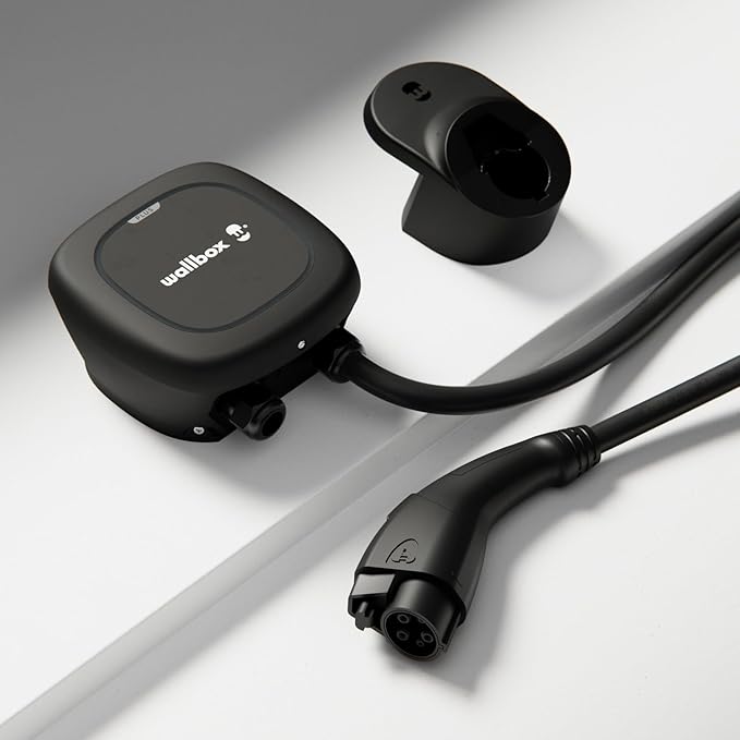 Wallbox Pulsar Plus Level 2 Electric Vehicle Smart Charger - 40 Amp, Ultra-Compact, WiFi, Bluetooth, Alexa/Google Home, UL Certified, 25ft Cable, Indoor/Outdoor EVSE, Assembled in USA