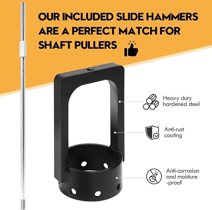 3.75 inch CV Axle Shaft Puller Tool Kit ，UTV/ATV CV Axle Removal Tool，Heavy Duty Axle Puller with Slide Hammer for Cars, Trucks, ATV & UTV - CV Joint & Driveshaft Removal Tool Set