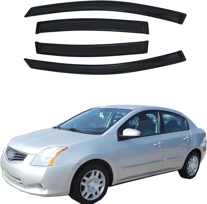 Smoke Window Visors Compatible with 2007-2012 Nissan Sentra Wind Deflectors Sun/Rain Guards 94165