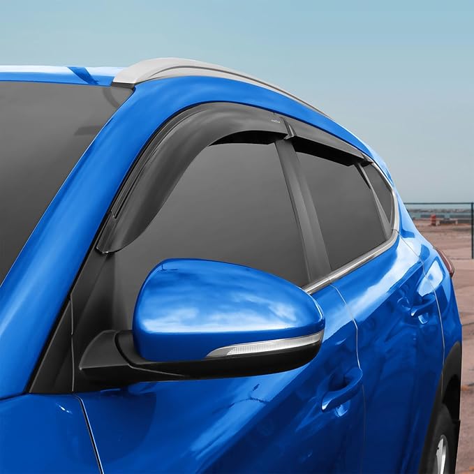 Goodyear Shatterproof Window Deflectors for Hyundai Tucson 2016-2021, Tape-on Rain Guards, Window Visors, Vent Deflector Visor, Car Accessories,6 pcs. - GY008678