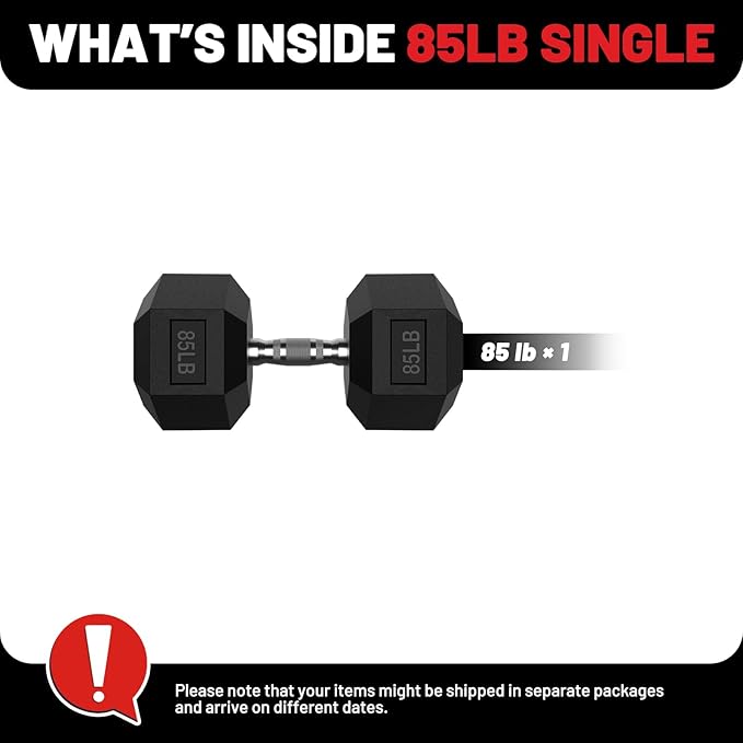 PAPABABE HEX Dumbbell Set 2.5-125lb, Rubber Encased Home Gym Dumbbells, Exercise & Fitness Weights Dumbbells for Women & Men, Hand Weight for Strength Training