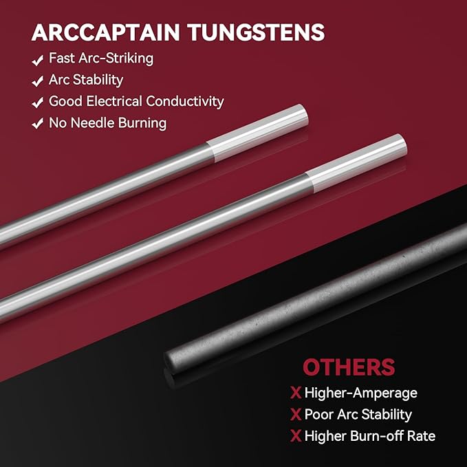 ARCCAPTAIN TIG Welding Tungsten Electrode 10-Pack 3/32"x 7"(White- 0.8% Zirconiated, WZR8/EWZr-0.8)