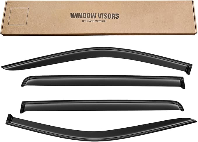 Window Rain Guard for 2019-2024 Chevy Silverado/GMC Sierra 1500 Crew Cab, 20-24 Silverado/Sierra 2500HD 3500HD, Window Visor Vent Wind Shade Deflector Shield Protector Sun,Tape-on, for Full-Size Cab