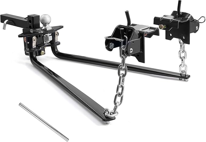 VEVOR Weight Distribution Hitch, 10000 lbs Max Towing & 1000 lbs Max Tongue, Weight Distributing Hitches Kit Includes 2 in Shank and 2-5/16 in Ball, Load Leveling Hitch for Trailers, Black