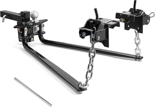 VEVOR Weight Distribution Hitch, 10000 lbs Max Towing & 1000 lbs Max Tongue, Weight Distributing Hitches Kit Includes 2 in Shank and 2-5/16 in Ball, Load Leveling Hitch for Trailers, Black