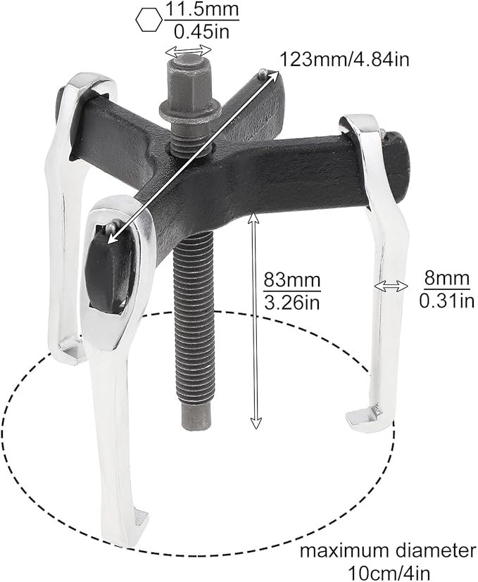 ChgImposs 4" 2 Jaw 3 Jaw Gear Puller, Adjustable Bearing Puller, Reversible Removal Tool for Internal External Pulling, Puller Tool for Removal of Pulleys Flywheels Bearings Gears