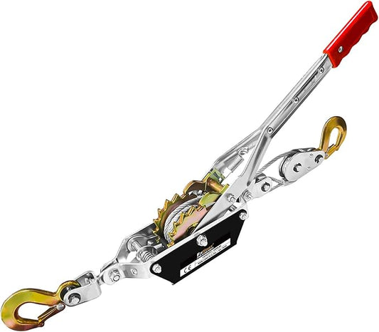 Come Along Winch 2-Ton (4400 Lbs) Pulling Capacity 7.54Ft 2 Hook Heavy Duty Power Cable Come Along Tool with Dual Gears Hand Winch Cable Automotive Hoist Winch Puller
