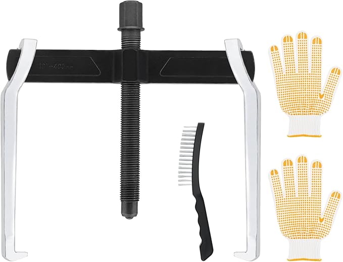 ChgImposs 16 Inch 2-Jaw Gear Puller, Adjustable Bearing Puller Gears + Wire Brush + Gloves, Reversible Removal Tool, CR-V Two Claws Puller Tool for Removal of Pulleys Flywheels Bearings Gears