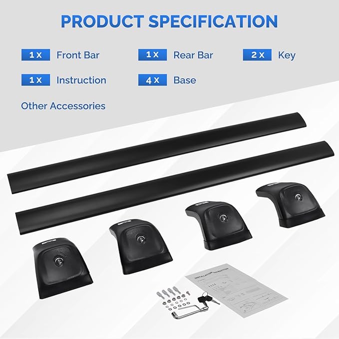 HEKA 260 LBS Roof Rack Cross Bars Fit for Jeep Grand Cherokee 2011-2021 Aluminum Anti-Theft Rooftop Cargo Carrier Crossbars Accessories